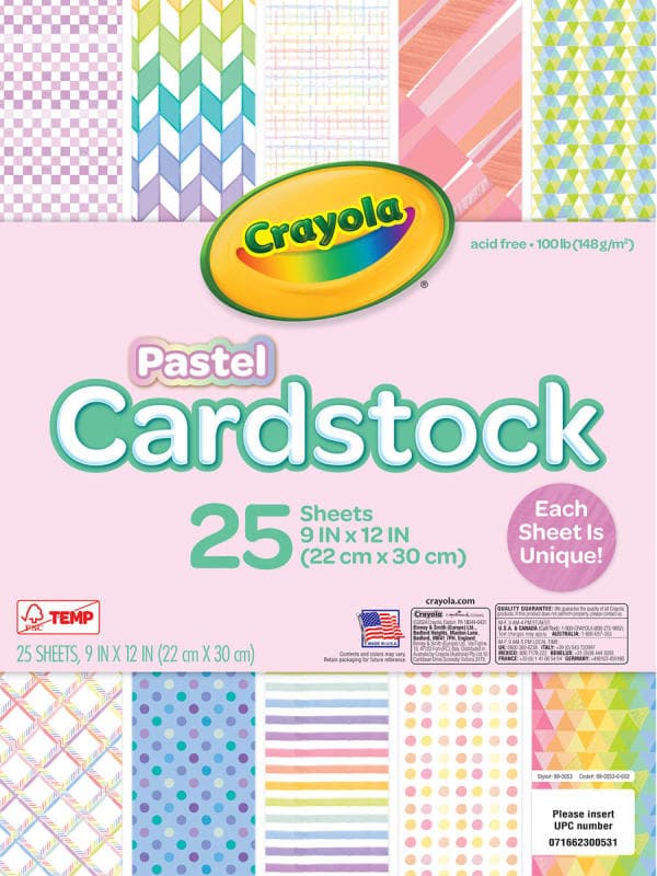 Crayola Pastel Cardstock 25 Sheets