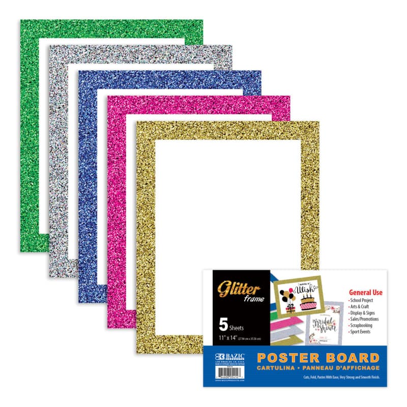 White Poster Board with Glitter Frame 11"x14"
