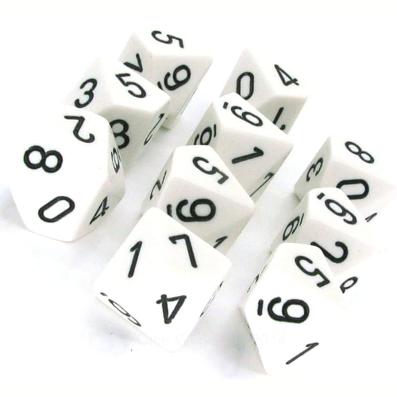White Ten-Sided Die