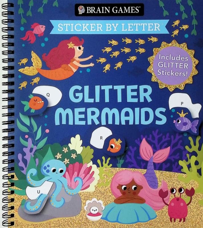 Sticker By Letter: Glitter Mermaids (Brain Games)