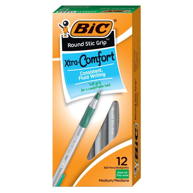BIC Round Stic Grip Xtra Comfort Green Medium