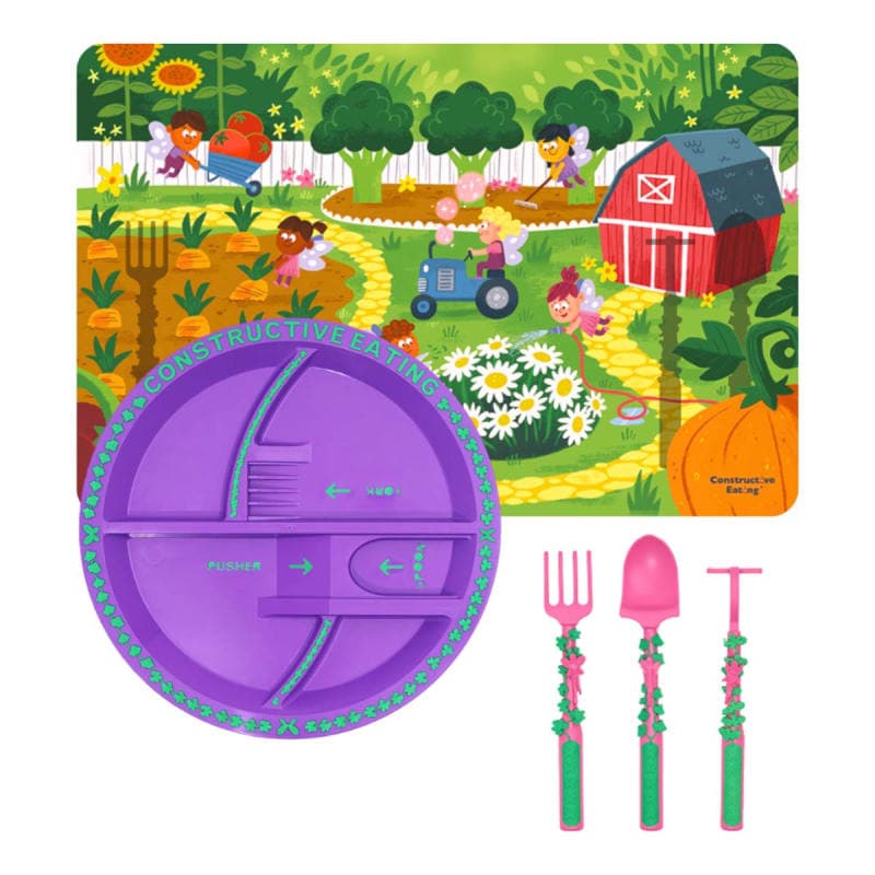 Garden Fairy Utensil Set, Plate, and Placemat