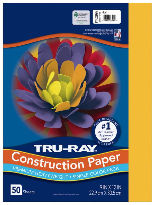 Construction Paper Fade-Resistant 9" x 12" Gold