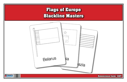 Flags of Europe Blackline 3-Part Cards