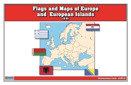 Flags & Maps of Europe + Islands – 3-Part Cards