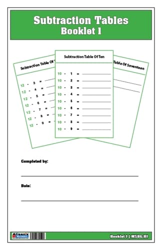 Subtraction Tables Booklet: 1