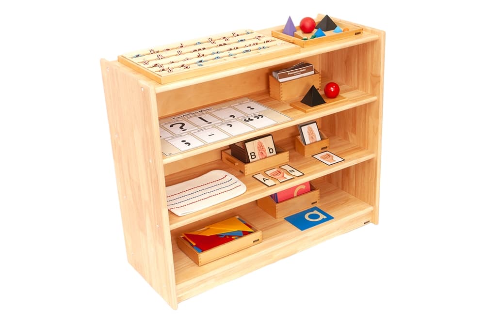 Rubberwood 4-Tier Shelf w/ Back ? 36W x 32H