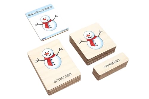 Parts of a Snowman Wooden Nomenclature Cards (3-6)